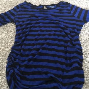 Black and blue striped maternity shirt